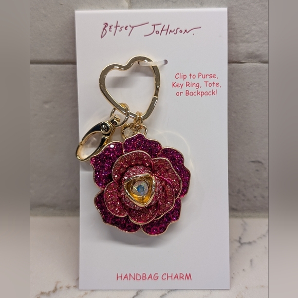 Betsey Johnson Accessories - Betsey Johnson Bag Charm Pink Flower NWT